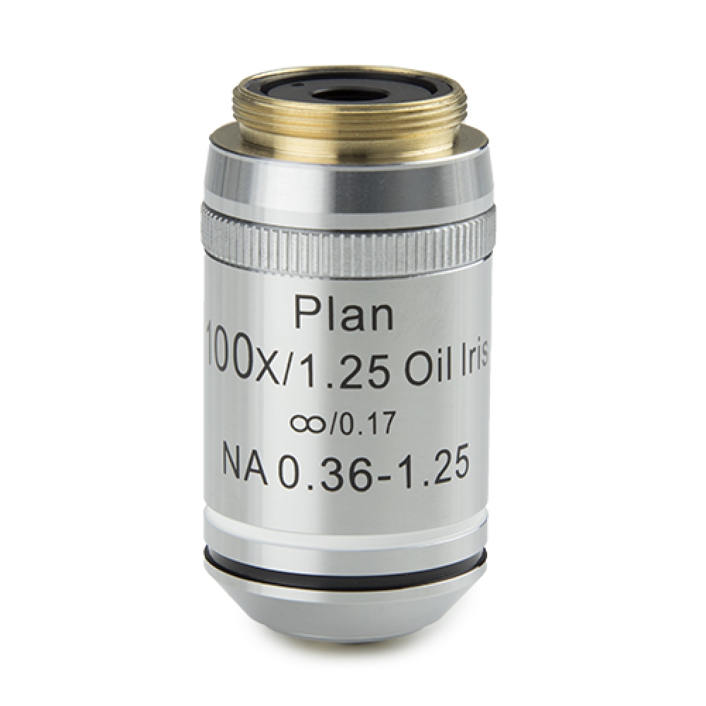 Euromex Plan PLi S100x/1.25 IOS obj. 0.17 mm cover glass correction and built-in iris diaphragm. WD 0.13 mm - IS.7200-I