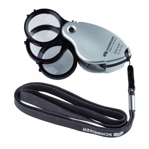 Schweizer Magnifying glass Tech-Line 3X+3X+3X=9X multi folding magnifier with lanyard - 140323364