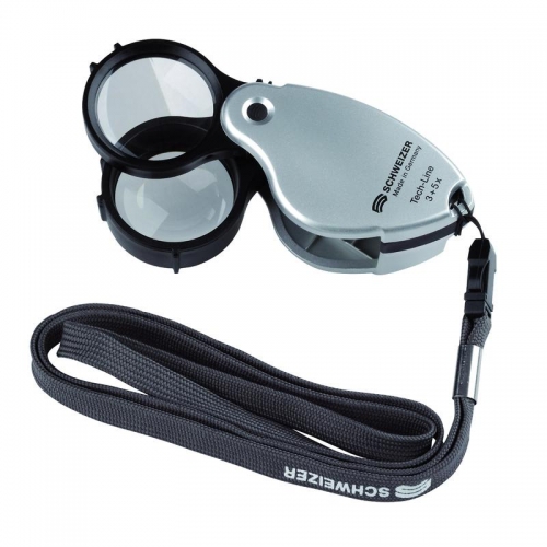 Schweizer Magnifying glass Tech-Line 3X+5X=8X multi folding magnifier with lanyard - 140323365