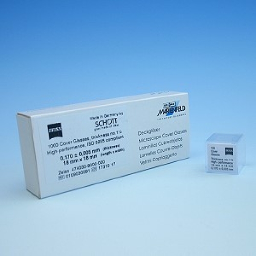 Zeiss Cover glasses, high performance, D=0.17mm, box with 1000 pc. - 474030-9000-000